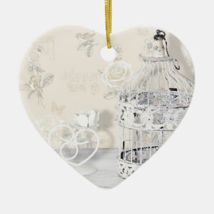 Herzdekoration - Shabby Chic Geburtshaus Keramikornament