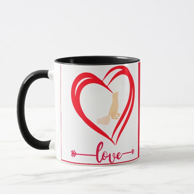 Herzdesign, Holding-Hände, Paar Velentine-Tag Tasse (Links)