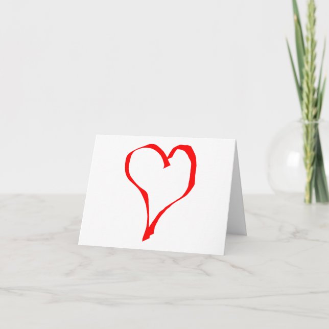 Herzdesign in Rot und Weiß Liebe. Karte (Vorderseite)