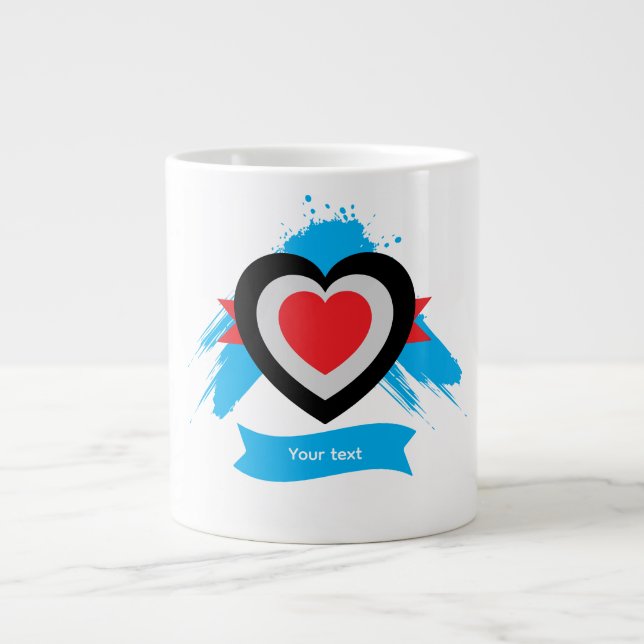 Herzdesign mit anpassbarem Text Jumbo-Tasse (Vorderseite)