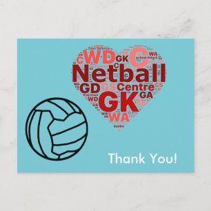 Herzdesign Netball Vielen Dank Postkarte