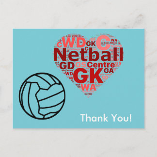 Herzdesign Netball Vielen Dank Postkarte