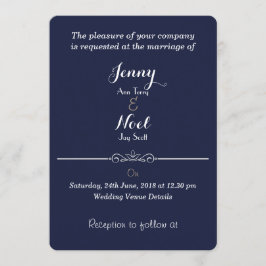 Herzdesign Schlicht Simple Blue Wedding Einladung