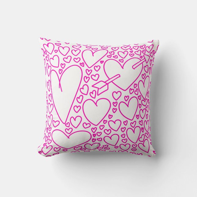 Herzdoodles Niedlich Valentinstag Kissen (Vorderseite)