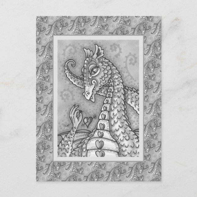 HERZEN AUF EINEM ZEICHENGRUPPEN-DRAGON-VALENTIN, F POSTKARTE (Vorderseite)