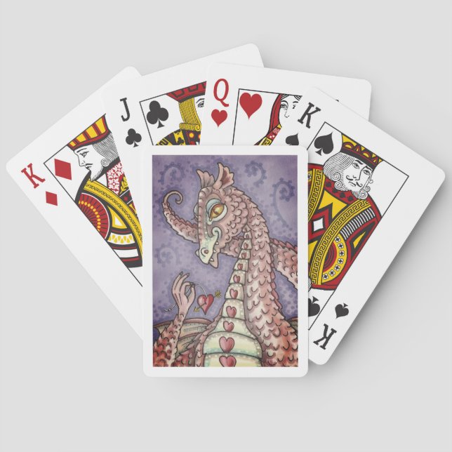 HERZEN AUF EINEM ZEICHENGRUPPEN-DRAGON-VALENTIN, F SPIELKARTEN (Rückseite)