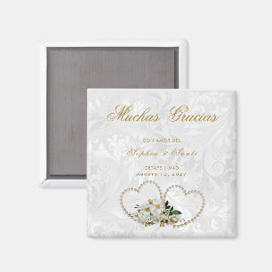 Herzen aus Perlen und Blumen, Damaszener Dank Magnet