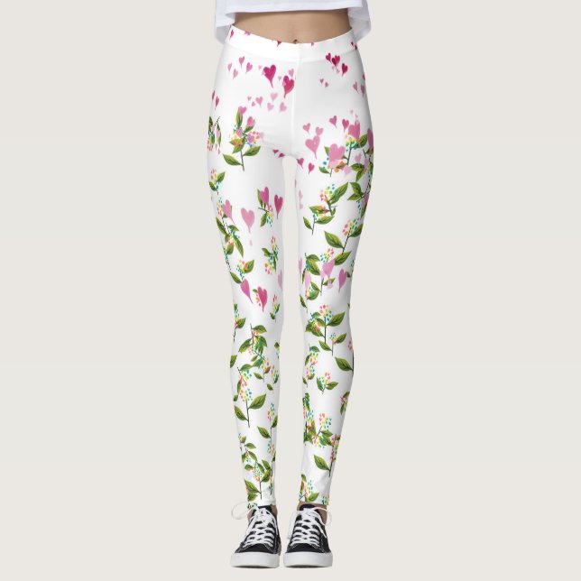 Herzen bei Blume Leggings (Vorderseite)