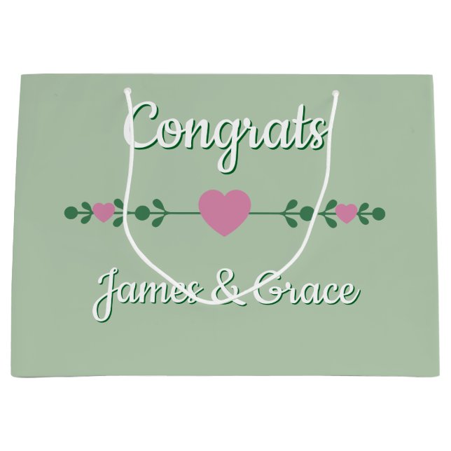 Herzen! Benutzerdefinierte Verlobung /WEDING Große Geschenktüte (Vorderseite)