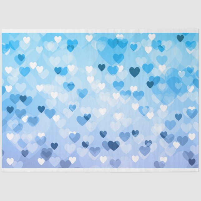 Herzen - Bokeh Blue Hearts Seidenpapier (Vorderseite)