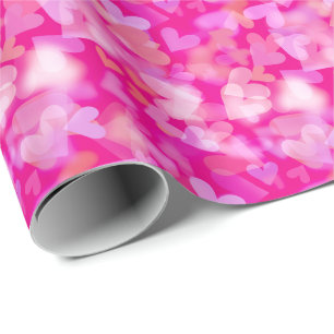 Herzen Bokeh-Muster Rosa Geschenkpapier