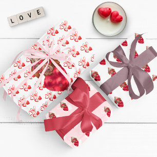 Herzen Braun Dachshund Hunde Liebhaber Valentinsge Geschenkpapier Set