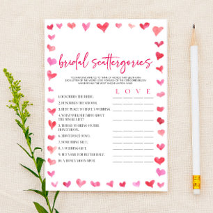 Herzen Braut Scattergories Junggesellinnen-Abschie Briefpapier