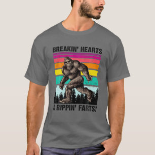 Herzen brechen und Fürze reißen Bigfoot Retro V T-Shirt