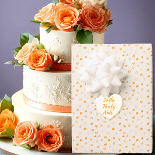 Herzen - dunkles Orange auf hellorange Geschenkpapier Set