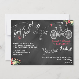 Herzen & Fahrrad-Schiefertafel-Hochzeits-Einladung Einladung