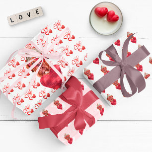 Herzen Französische Dogge Hundeliebhaber Valentins Geschenkpapier Set