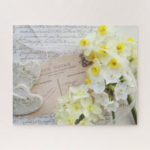 Herzen, Frühlingsblumen auf alten Postkarten Puzzle