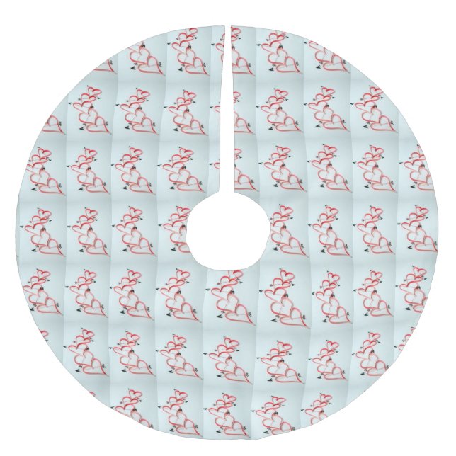 HERZEN HÖREN HERZEN CHRISTMAS BAUMÄSSE POLYESTER WEIHNACHTSBAUMDECKE (Vorderseite)