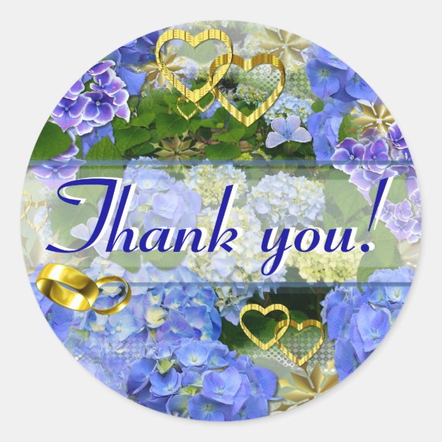 HERZEN & HYDRANGEAS ~ Umschlagsiegeler # 2 Runder Aufkleber (Vorderseite)