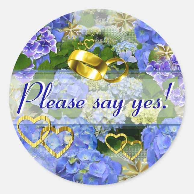 HERZEN & HYDRANGEAS ~ Umschlagsiegeler # 3 Runder Aufkleber (Vorderseite)