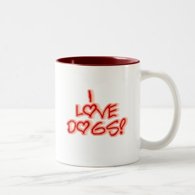 Herzen I Liebe Hunde Hemden und Geschenke Zweifarbige Tasse (Rechts)