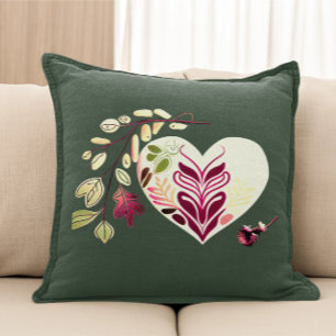 HERZEN IM BOHO-STIL MIT ORNAMENS-BLUME-DESIGN KISSEN
