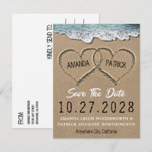 Herzen im Sand Strand Save The Date Karten