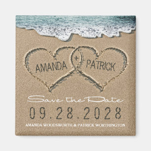 Herzen in der Sand-Strand-Hochzeit Save the Date Magnet