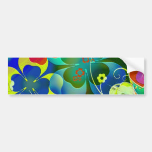 Herzen, Klee und Blumen in der abstrakten Kunst Autoaufkleber