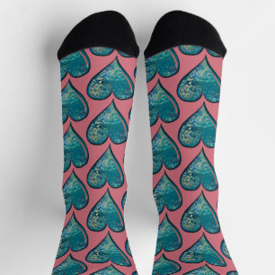 Herzen Kunstwerk blaues und rosa Herz Socken