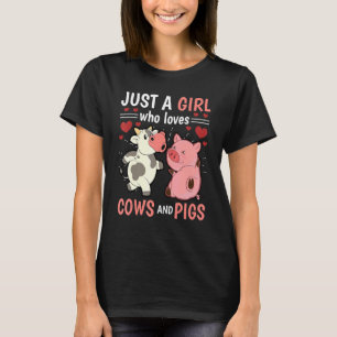 Herzen Landwirt Frauen Nur Ein Mädchen Das Kühe Li T-Shirt