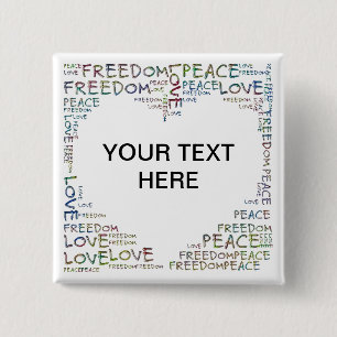HERZEN - Liebe Frieden Freiheit + Ihr Text Button