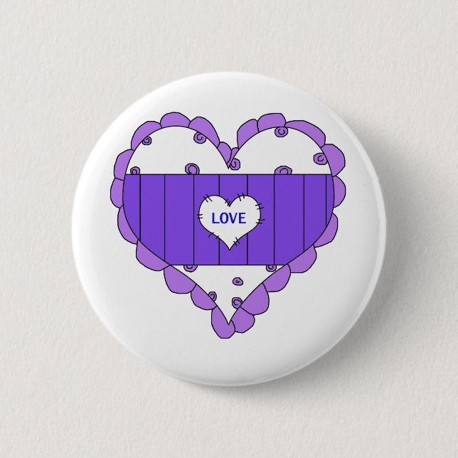 Herzen lieben lila Kinderkram Button (Vorderseite)