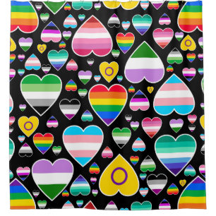 Herzen lieben Regenbogen bunte Pride-Flaggen lgbtq Duschvorhang