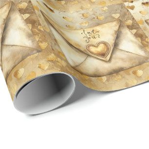 Herzen Liebes Thema Golden Hearts Hintergrund Geschenkpapier