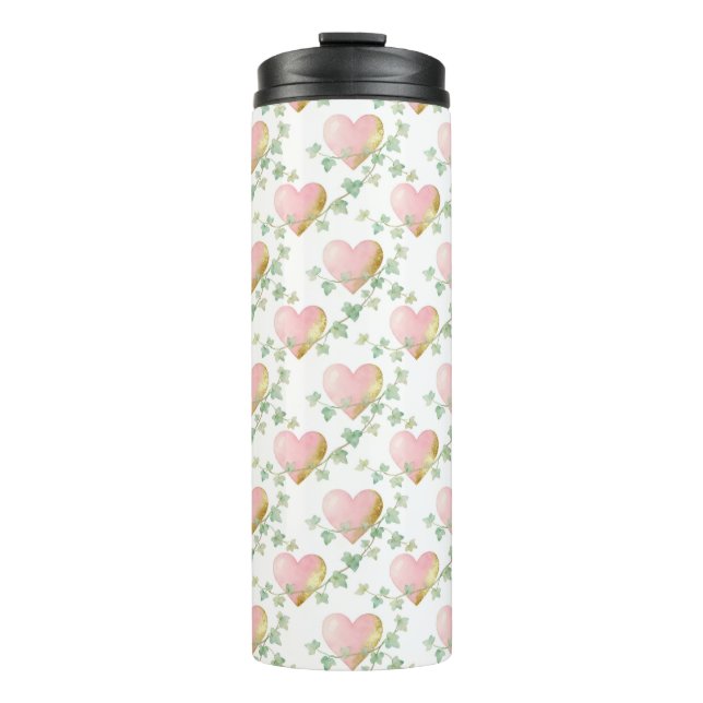 Herzen mit Efeu verflochten Thermosbecher (Vorderseite)