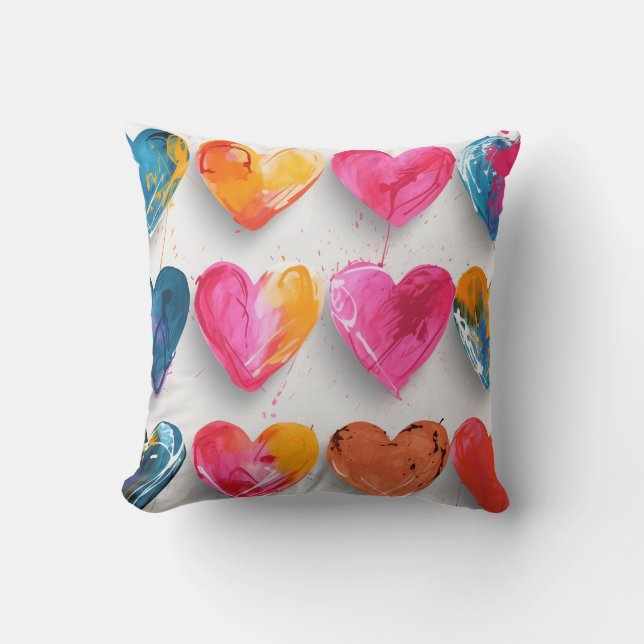 Herzen mit Skizzen und Tropfen Kissen (Vorderseite)