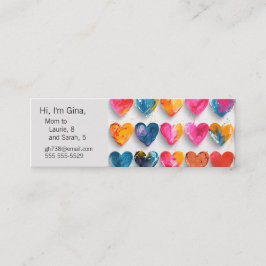 Herzen mit Skizzen und Tropfen Mini Visitenkarte