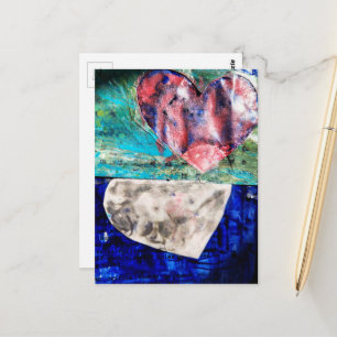 Herzen Mixed Media Postkarte