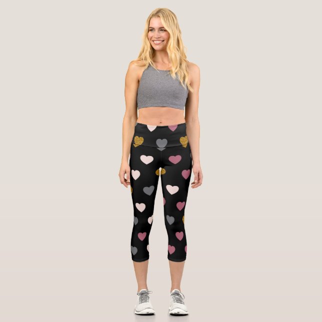 Herzen Muster 30 Capri Leggings (Vorderseite)