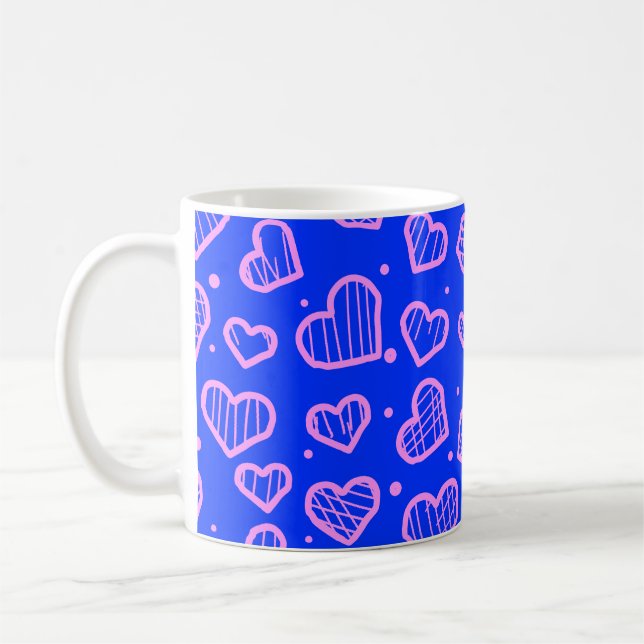 Herzen Muster - Inspiriert vom Valentinstag Kaffeetasse (Links)