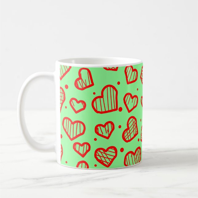 Herzen Muster - Valentinstag inspiriert Kaffeetasse (Links)