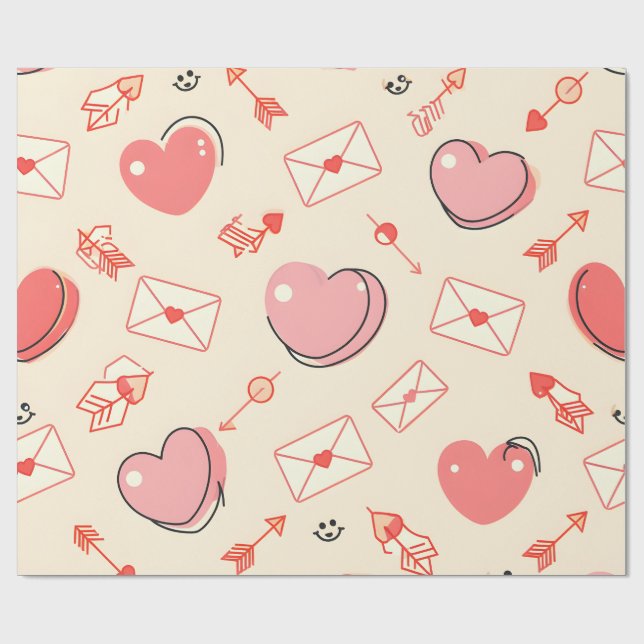 Herzen Pfeile Buchstaben Valentinstag Geschenkpapi Geschenkpapier (Flach)