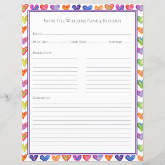Herzen Regenbogen Weiße Rezeptpapierblatt
