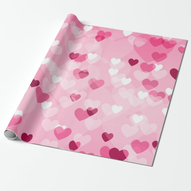 Herzen - rosa Bokeh Herzen Geschenkpapier (Ungerollt)