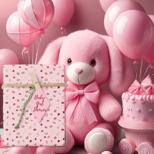 Herzen - Rot auf hellrosa Ombre Geschenkpapier Set