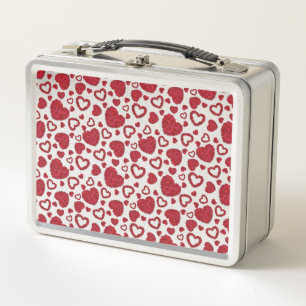 Herzen Rote Rosen Muster Minimalist Valentinstag Metall Brotdose