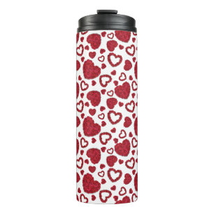 Herzen Rote Rosen Muster Minimalist Valentinstag Thermosbecher