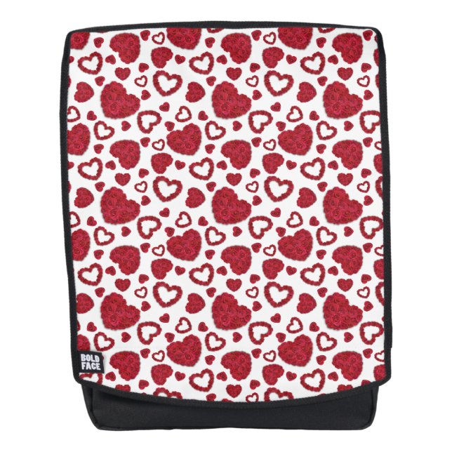 Herzen Rote Rosen Muster Minimalistischer Valentin Rucksack (Vorderseite)